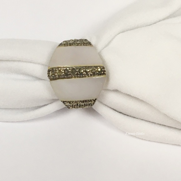 Vintage Silver 925 MOP & Marcasite Cocktail Ring - Picture 1 of 11